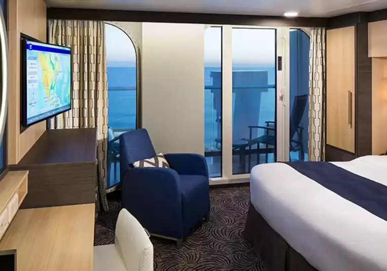 Cabina con vista sul mare e ampio balcone